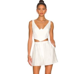Revolve Bardot Maise Satin White Short